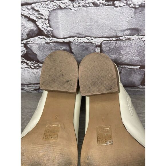 Madewell The Harper Ivory Leather Mules Stacked Heels Women 8M US/39EU J8560 - Picture 7 of 16